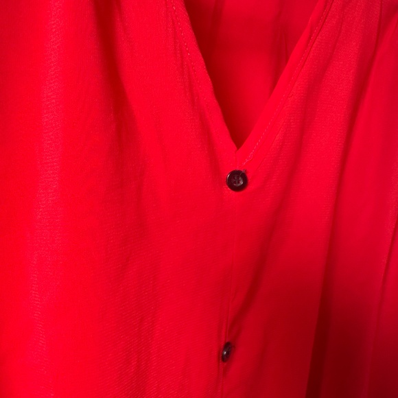 SHEIN  V-neck faux button, sheer blouse with bell sleeves - Picture 5 of 5